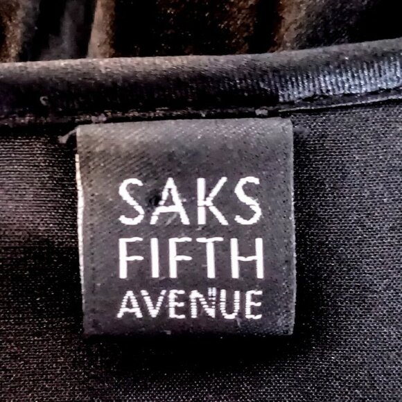 Saks Fifth Avenue Black Silk Charmeuse Ruffle Collar Top - Picture 4 of 6